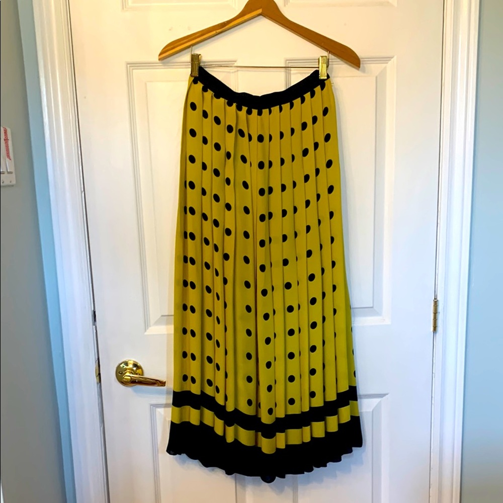 Yellow and Black Polka Dot Skirt
